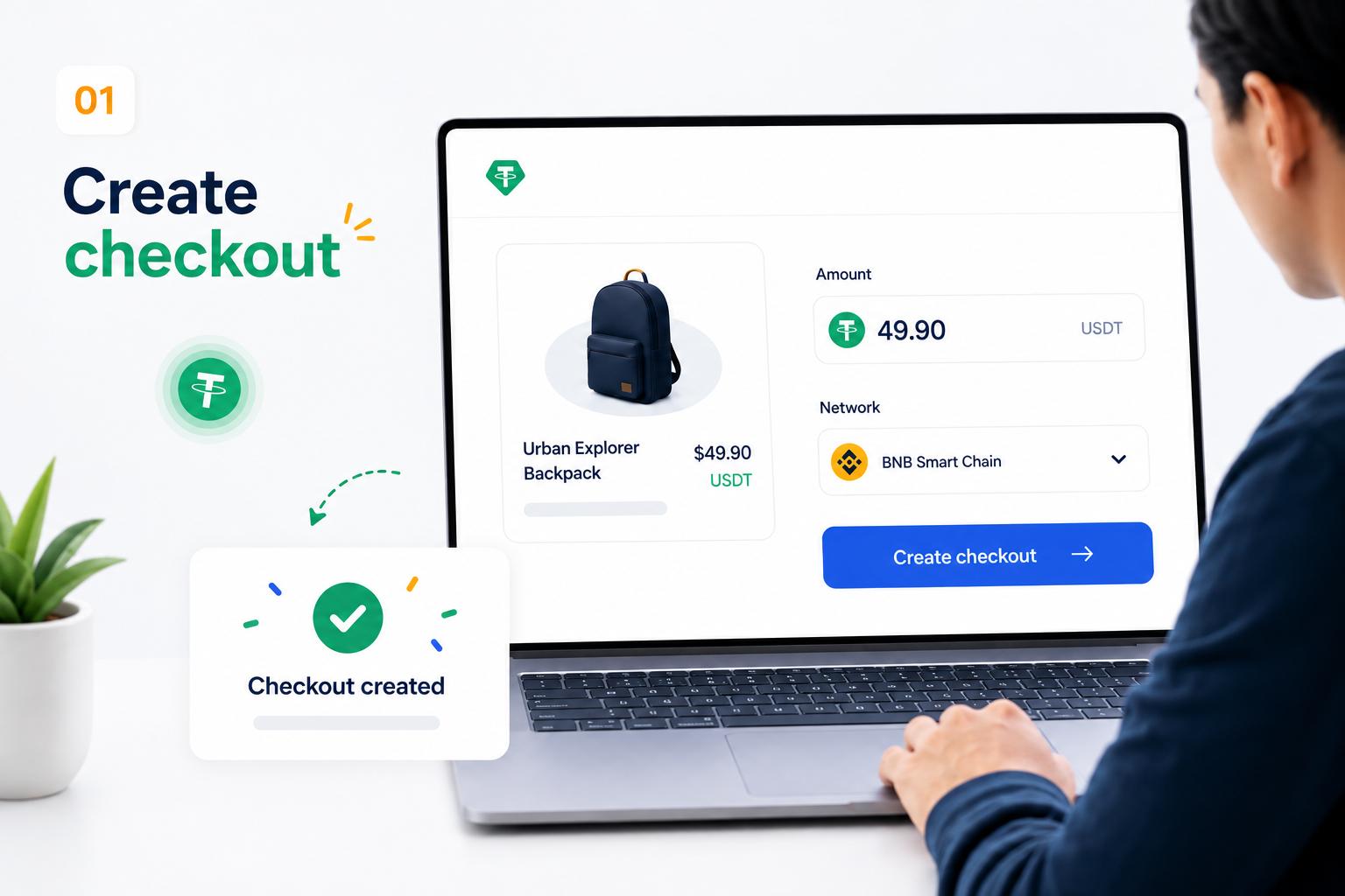 Creating a USDT checkout for an order